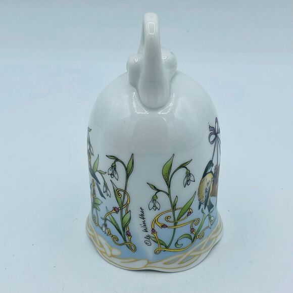 Vintage German Hutschenreuther Porcelain Bell Januar Germany Signed Birds & Sun - Picture 3 of 8